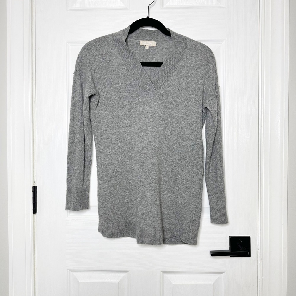 Benedetta B Wool Cashmere Blend V-Neck Gray Pullover Sweater‎ Exposed Seam XS
